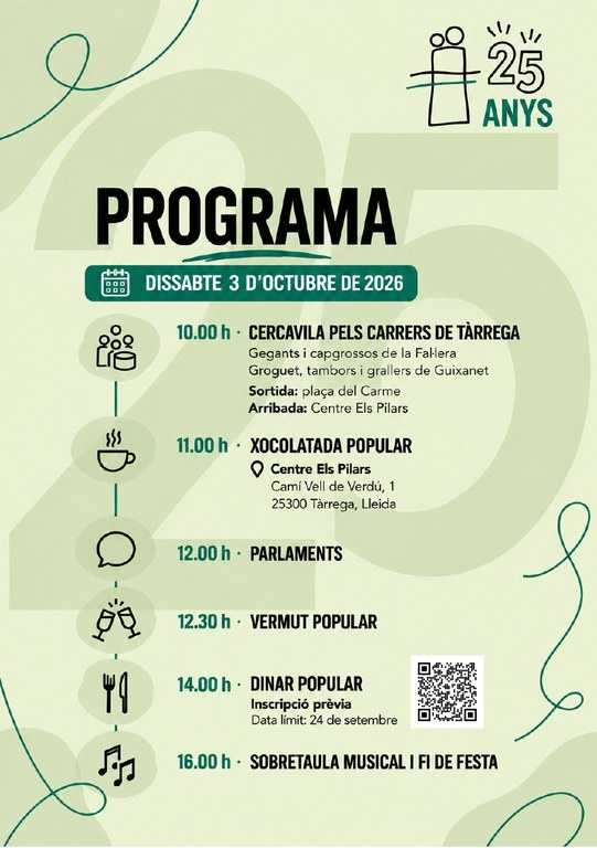 Actes del 25è aniversari de l’ASSOCIACIÓ DE FAMILIARS DE MALATS D’ALZHEIMER DE TÀRREGA I COMARCA amb cercavila popular
