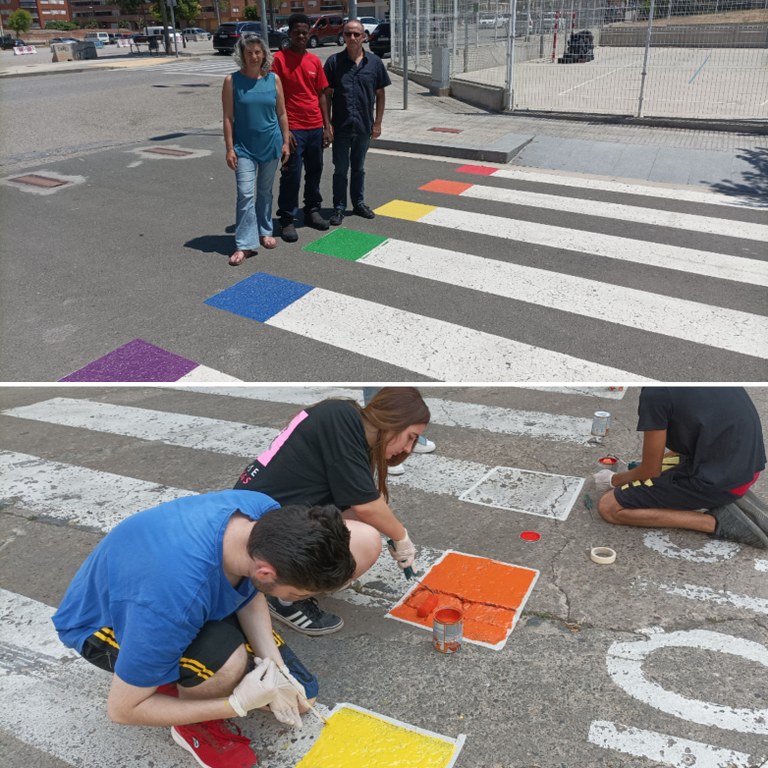 Tàrrega pinta els colors de la bandera LGBTIQ+ en passos de vianants de la ciutat