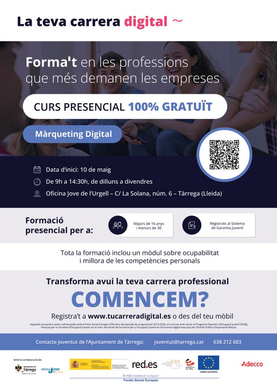 Tàrrega impulsa la formació en màrqueting digital entre el jovent