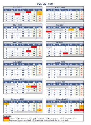 Calendari Obertura Comercial 2021